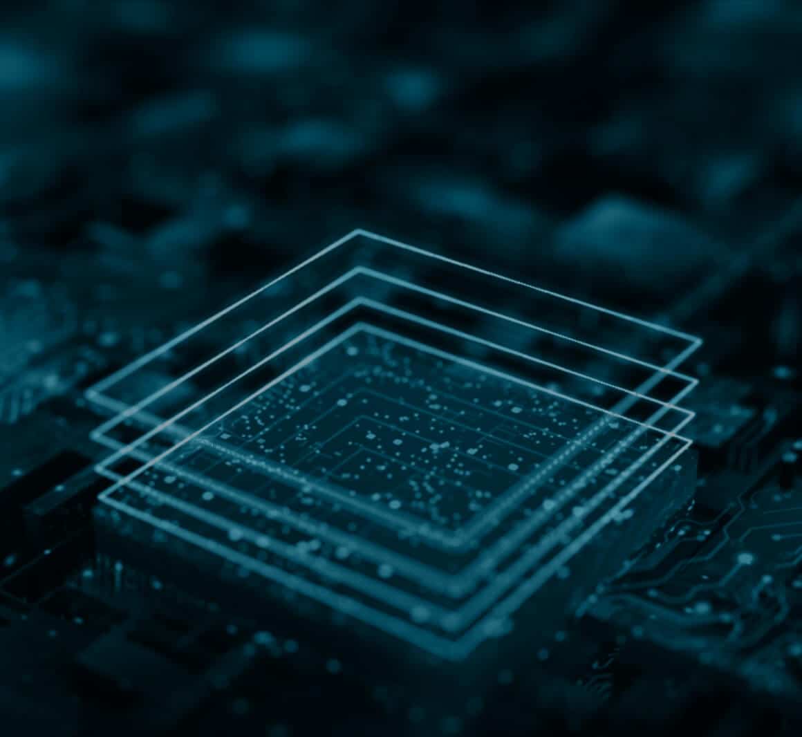 Abstracted blue circuitboard